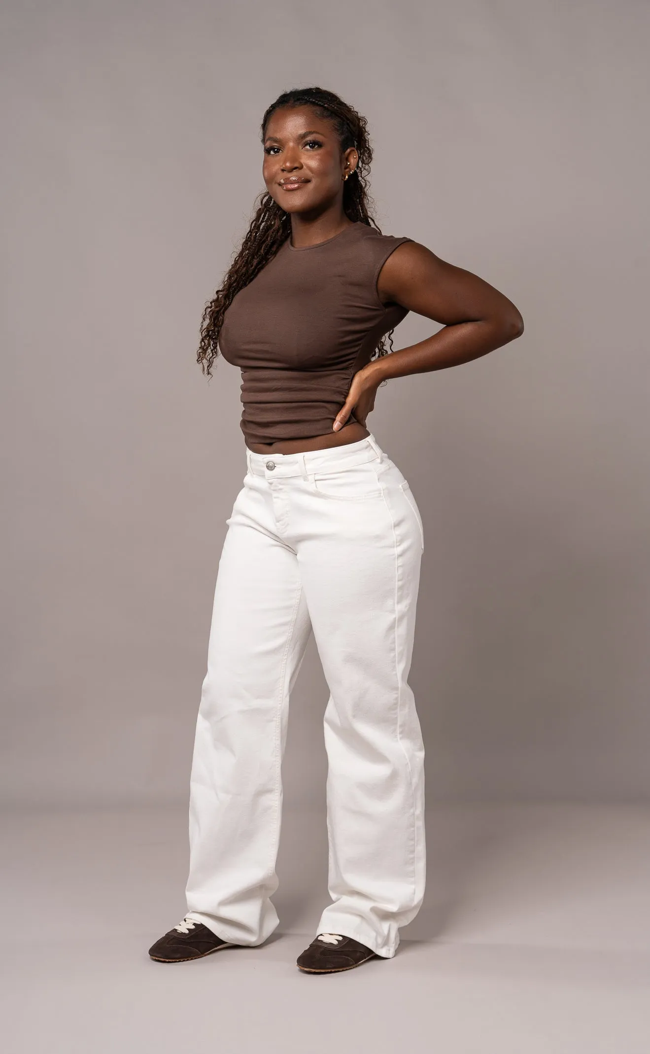 Womens Baggy Low Waisted Fitjeans - White sold by Fit Jeans