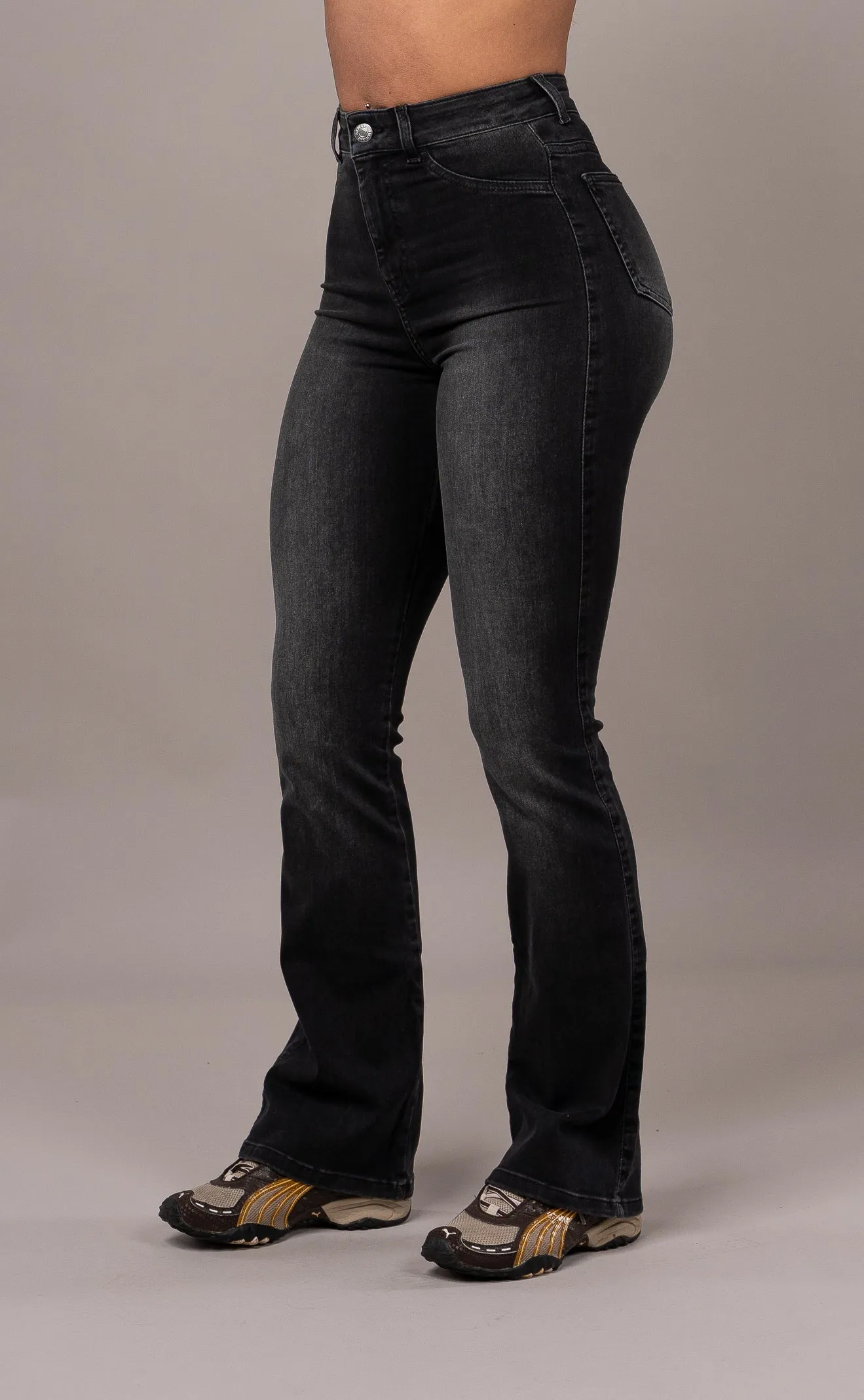 Womens Flared Fitjeans - Worn Black sold by Fit Jeans product image thumbnail 3