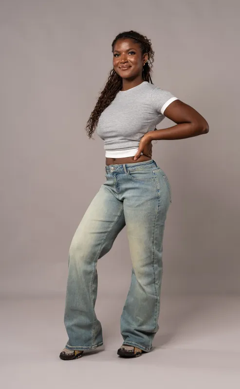 Womens Baggy Low Waisted Fitjeans - Distorted Blue sold by Fit Jeans