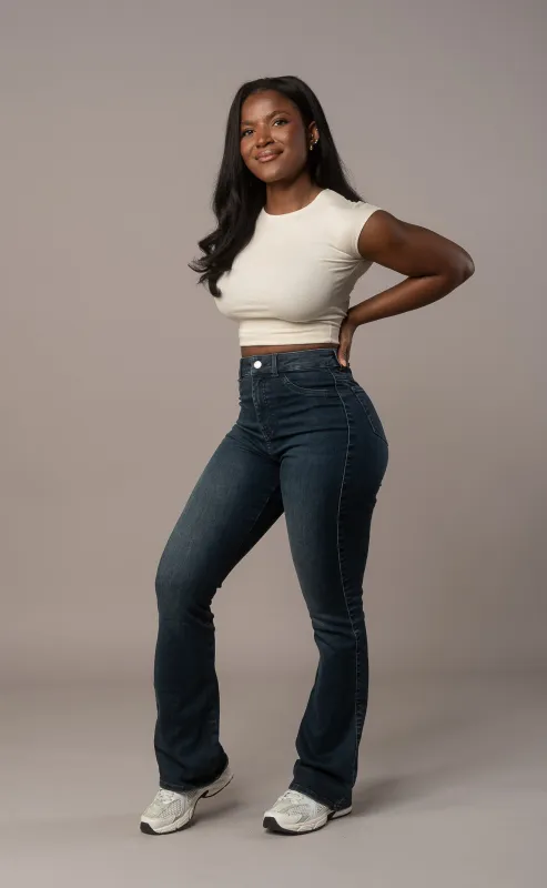 Womens Flared Fitjeans - Emerald Blue sold by Fit Jeans