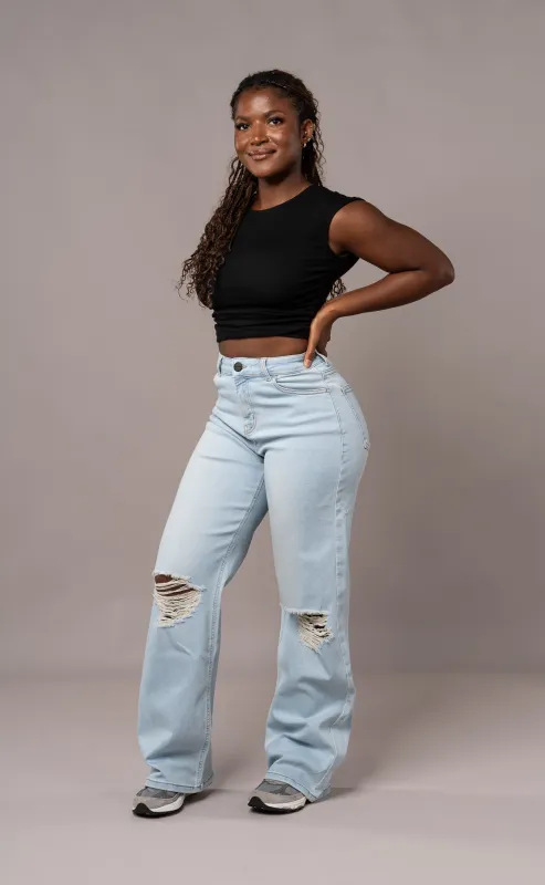 Womens Baggy Ripped Fitjeans - Vintage Blue sold by Fit Jeans