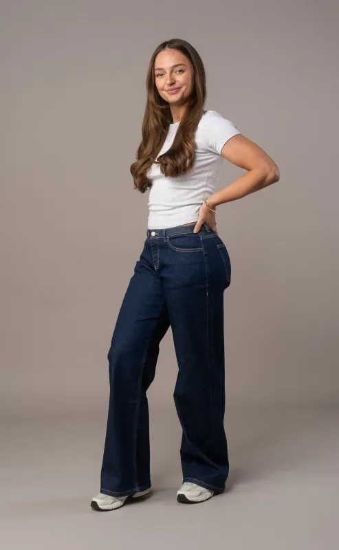Womens Baggy Low Waisted Fitjeans - Dark Blue made by Fit Jeans
