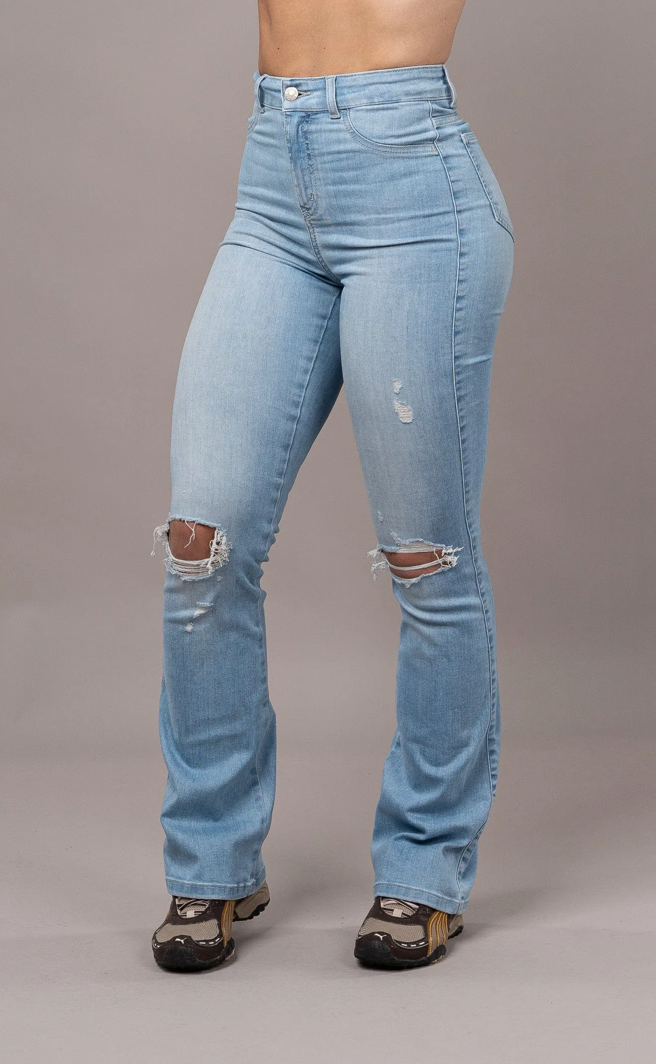 Womens Flared Ripped Fitjeans - Arctic Light Blue sold by Fit Jeans product image thumbnail 3