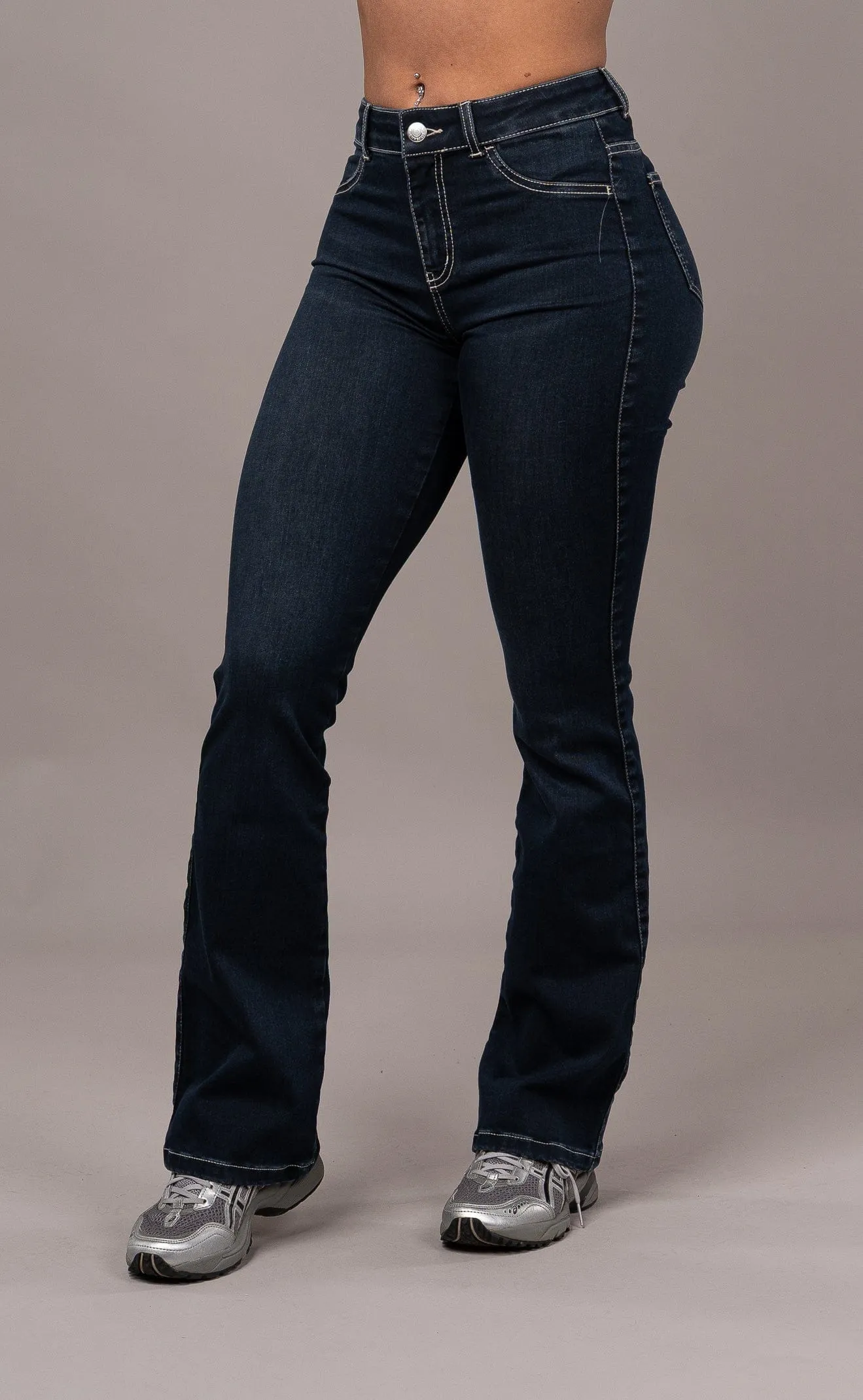 Womens Flared Mid Waisted Fitjeans - Night Blue sold by Fit Jeans product image thumbnail 3