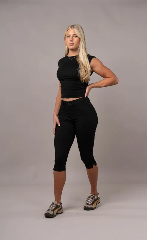 Womens Capri Fitjeans - Black made by Fit Jeans