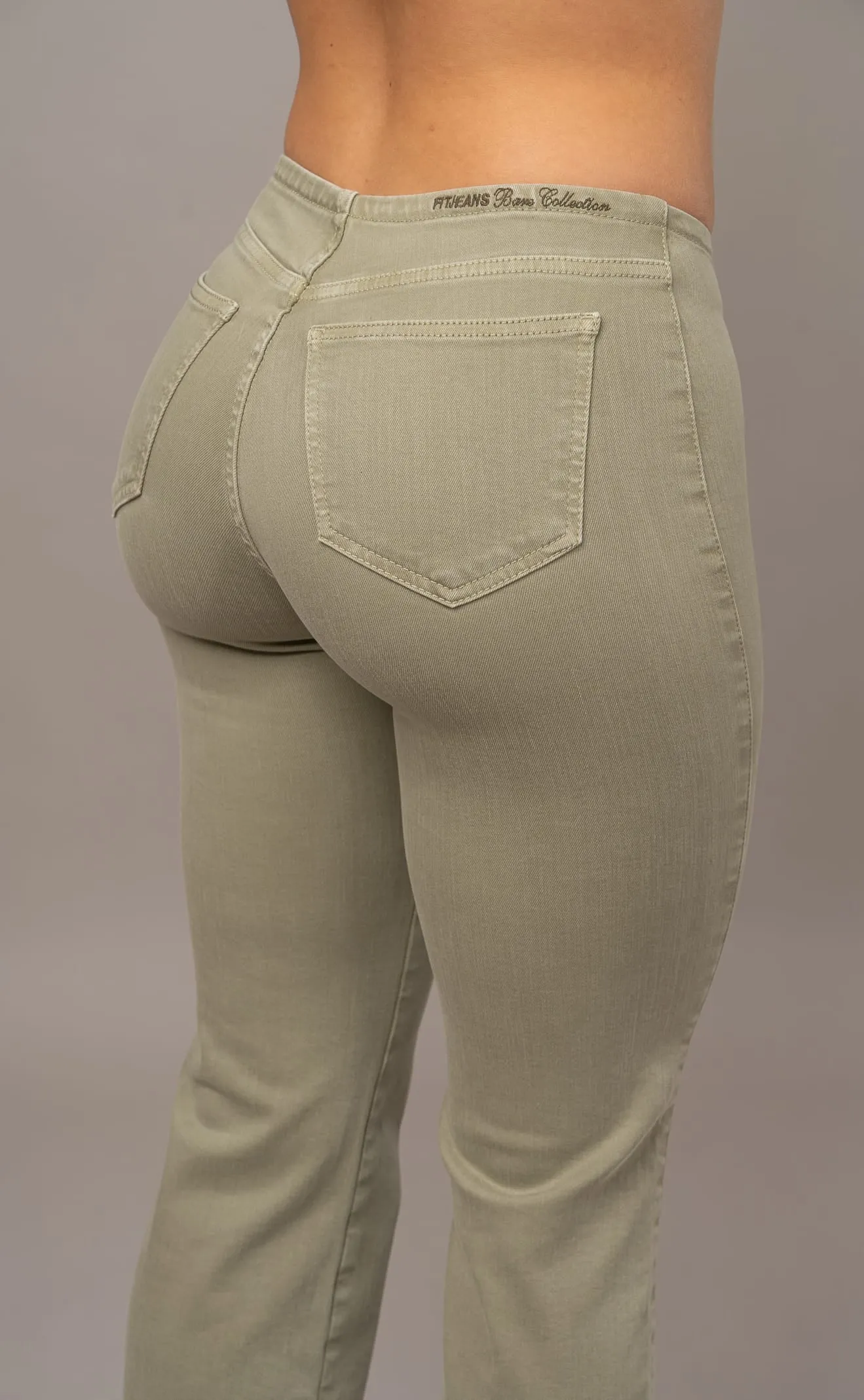 Bare Low Waisted Flared Fitjeans - Khaki sold by Fit Jeans product image thumbnail 3