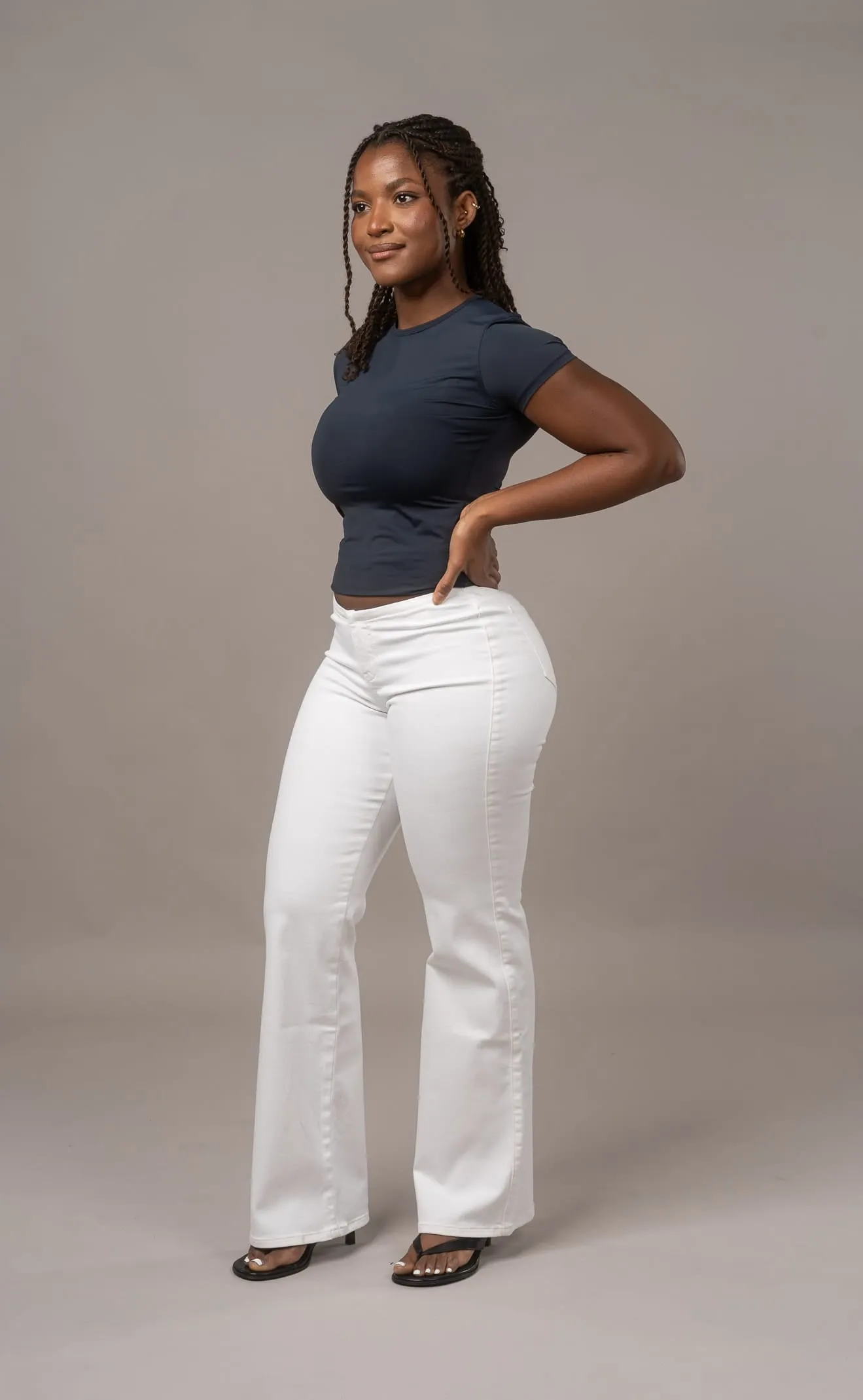 Bare Low Waisted Flared Fitjeans - White sold by Fit Jeans