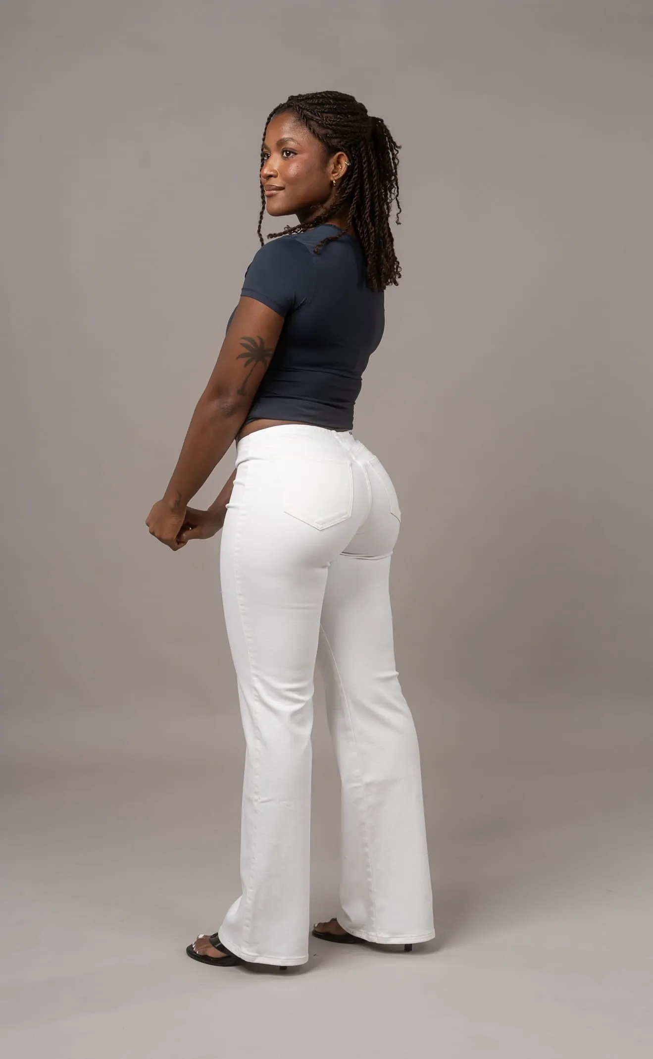Bare Low Waisted Flared Fitjeans - White sold by Fit Jeans product image thumbnail 2