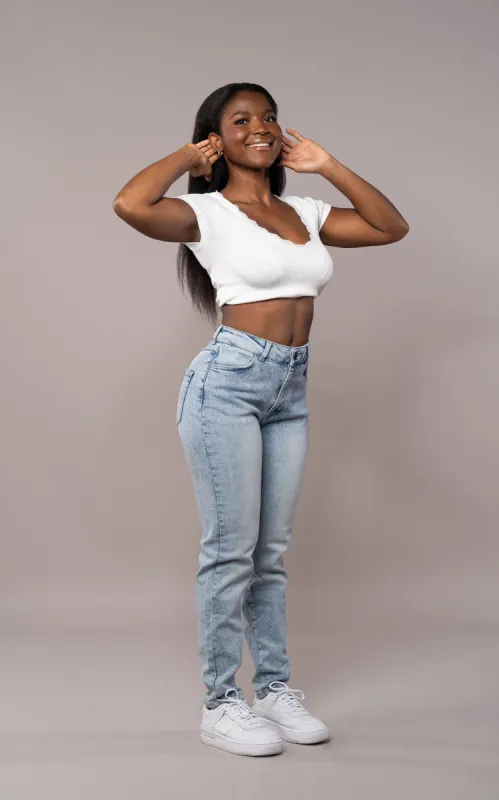 Womens Mom Fitjeans - 80s Blue sold by Fit Jeans