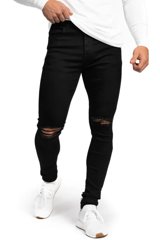 Mens Regular Ripped Fitjeans - Black sold by Fit Jeans