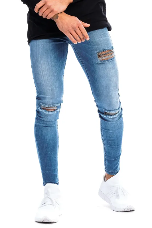 Mens Regular Ripped Fitjeans - Arctic Light Blue sold by Fit Jeans