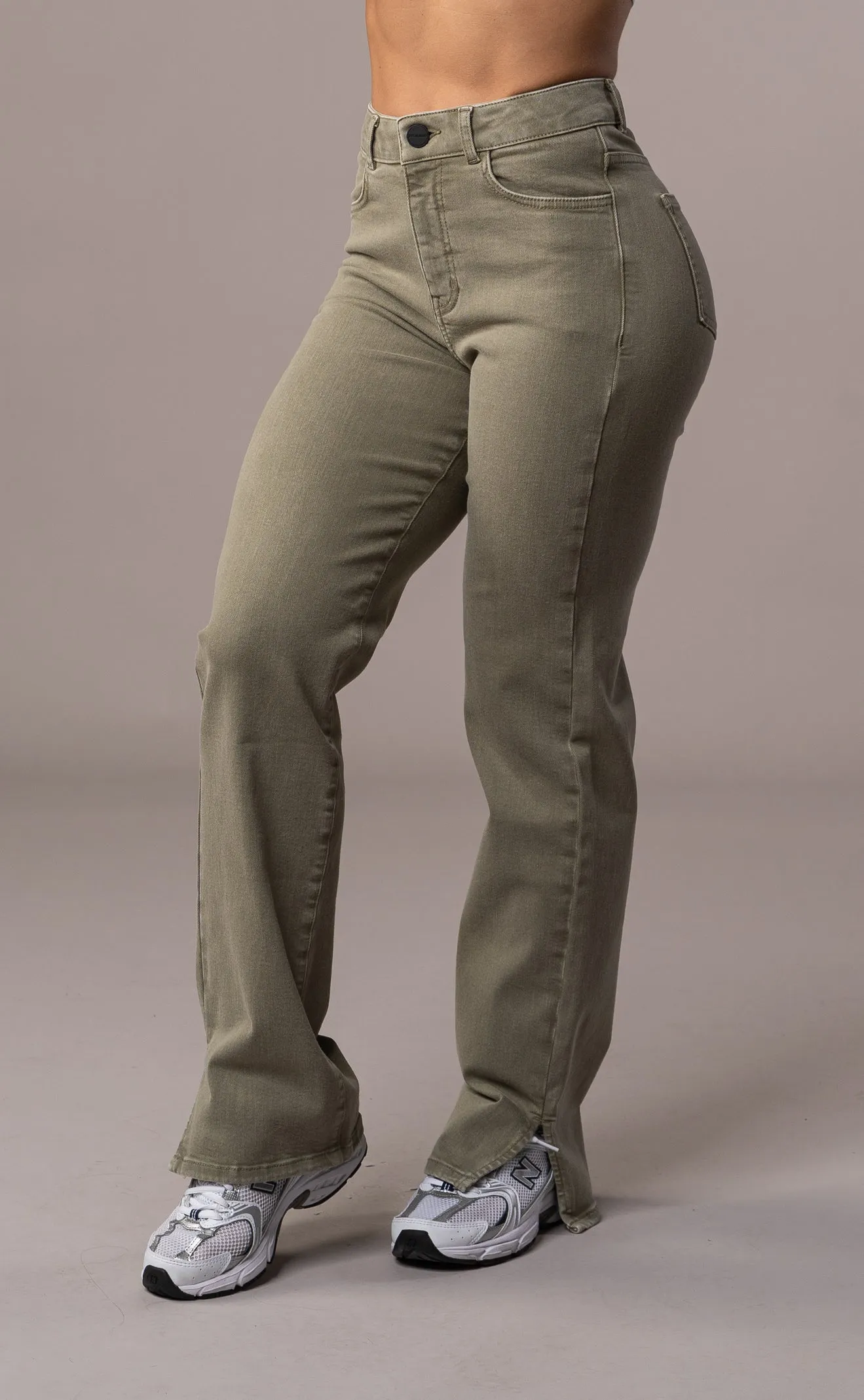 Womens Pastel Straight Leg Fitjeans - Khaki sold by Fit Jeans product image thumbnail 3