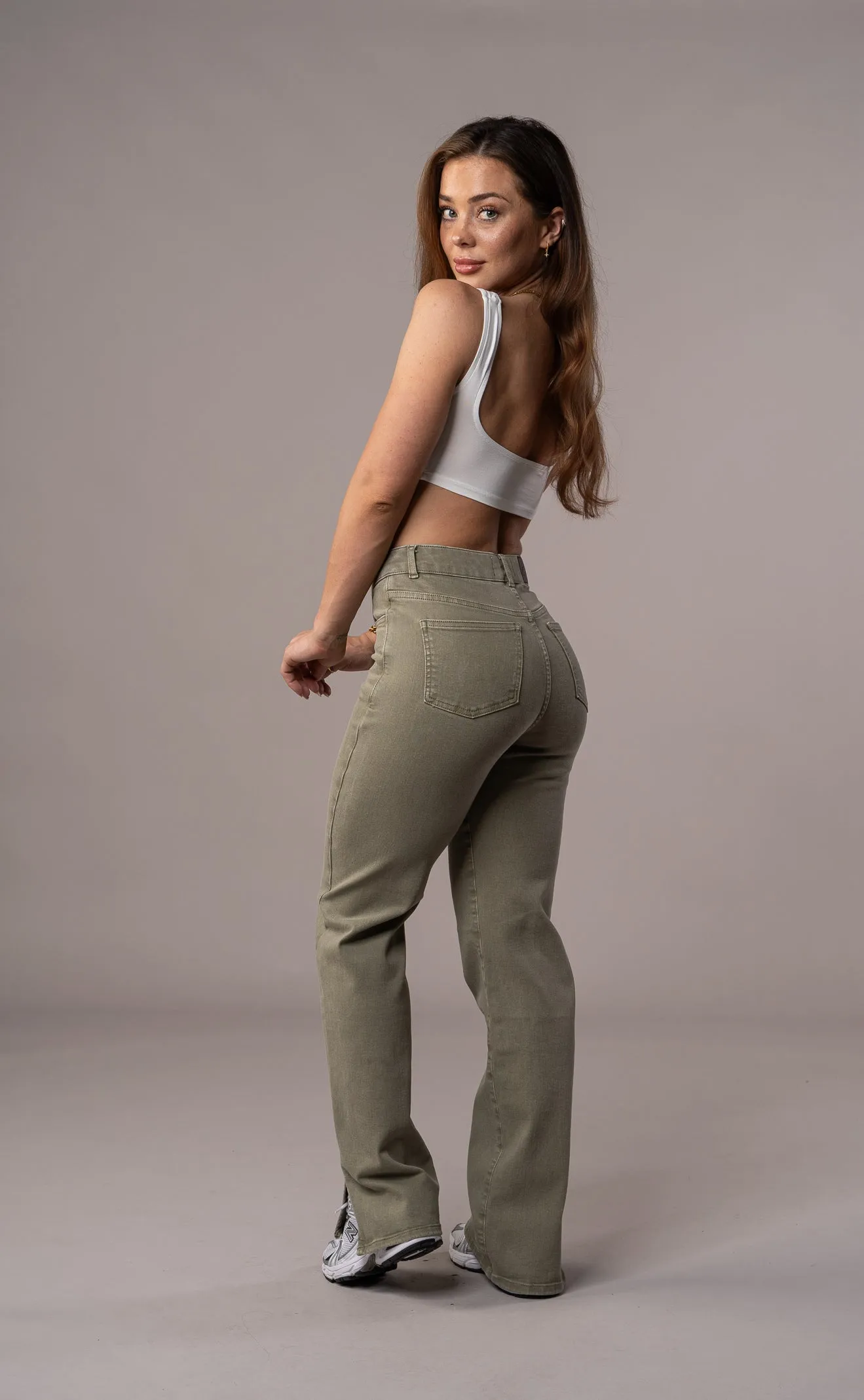 Womens Pastel Straight Leg Fitjeans - Khaki sold by Fit Jeans product image thumbnail 2