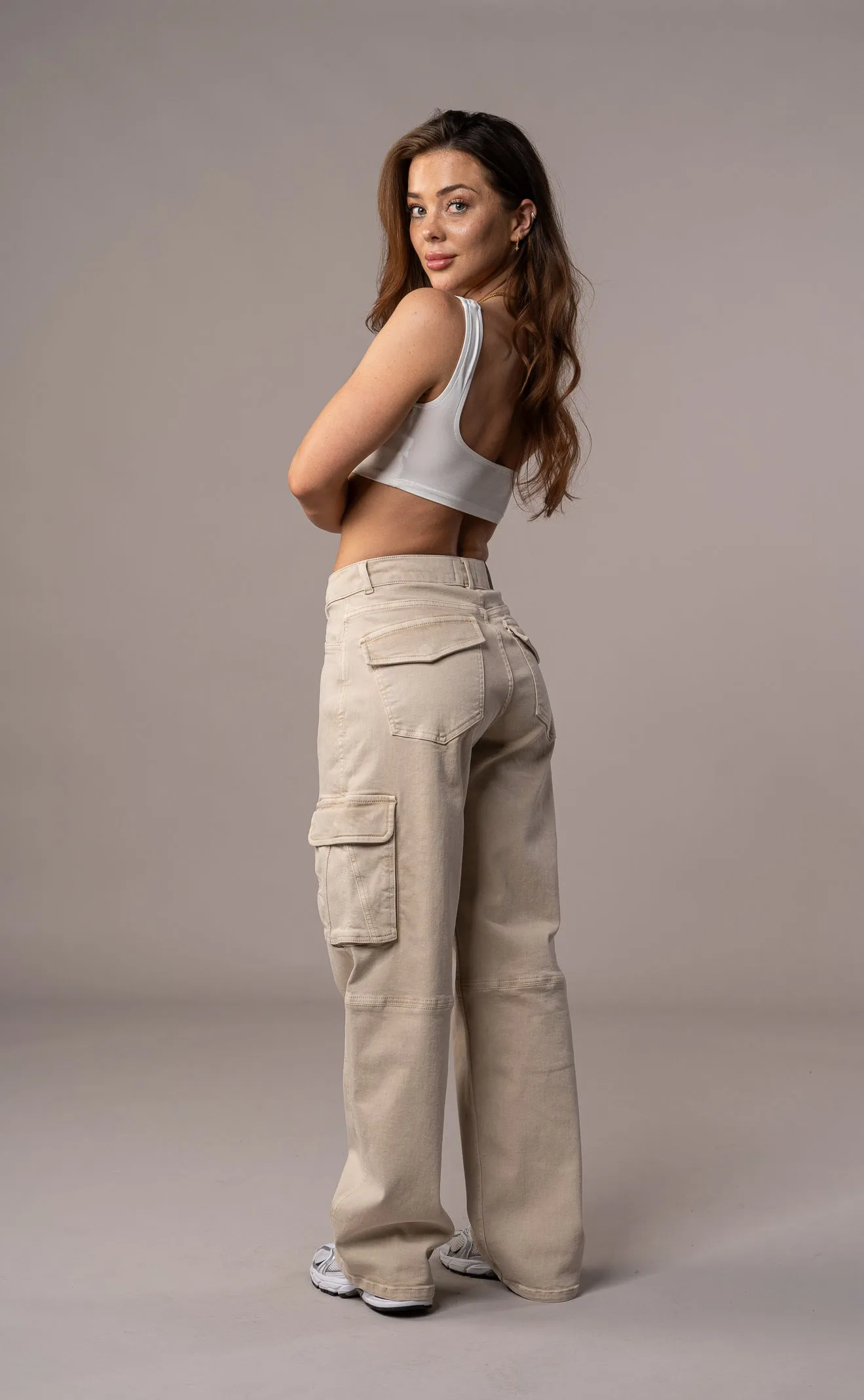 Womens Pastel Cargo Fitjeans - Sand sold by Fit Jeans product image thumbnail 2