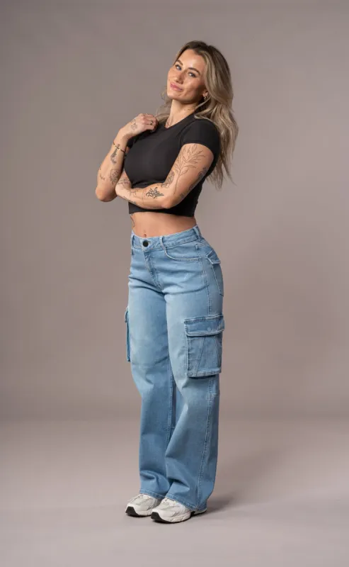 Womens Cargo Fitjeans - Arctic Light Blue made by Fit Jeans