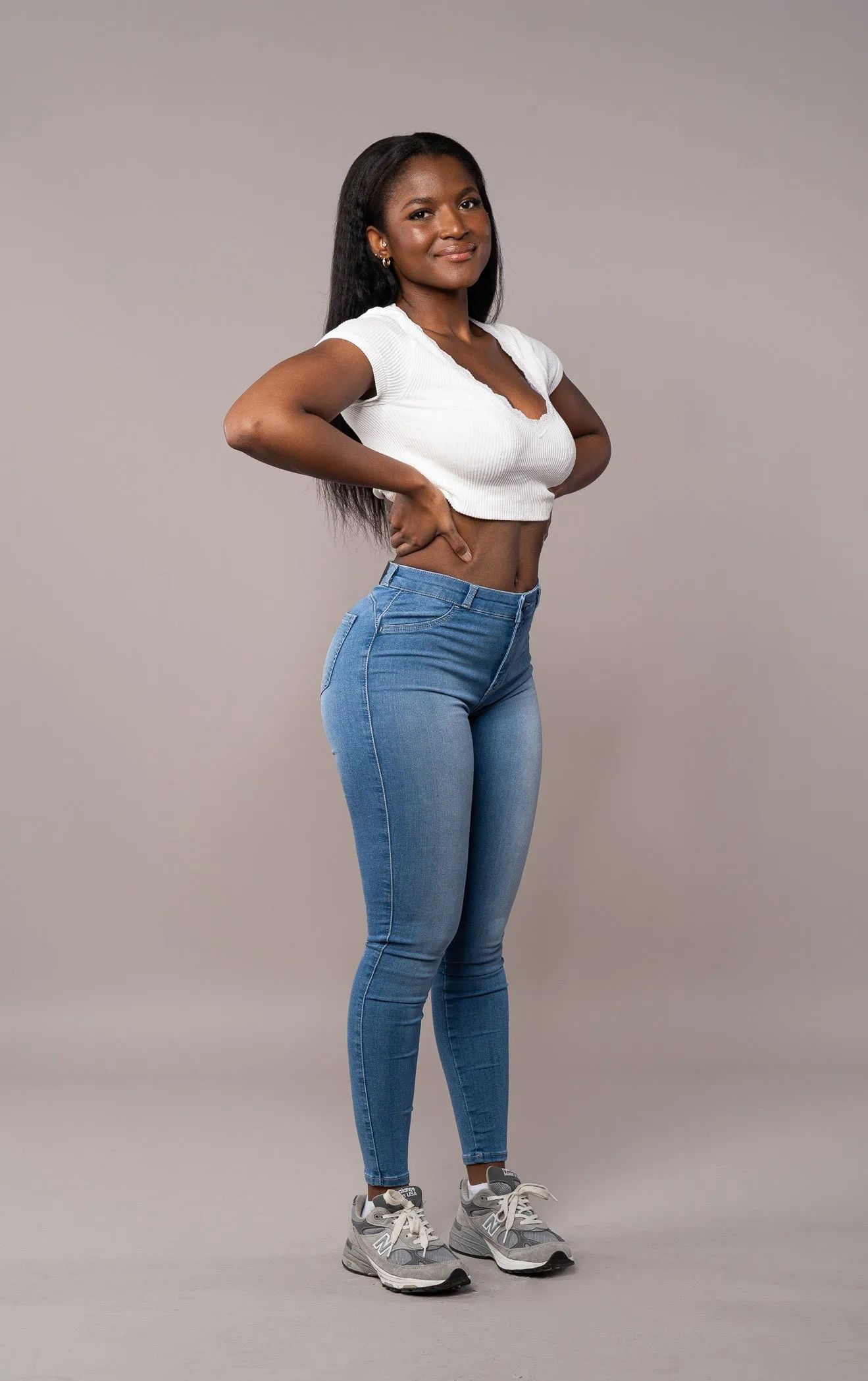 Womens Contour Mid Waisted Fitjeans - Arctic Light Blue sold by Fit Jeans