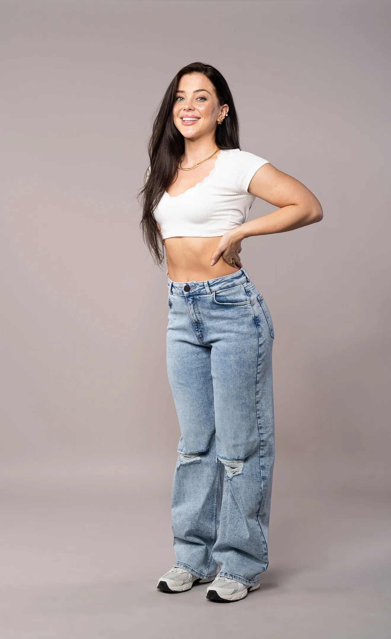 Womens Baggy Ripped Fitjeans - 80s Blue sold by Fit Jeans