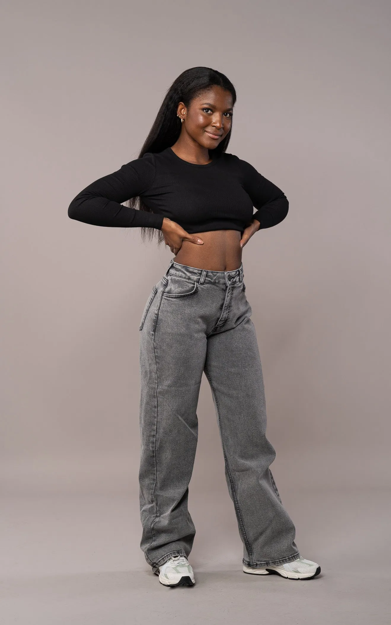 Womens Baggy Fitjeans - Heavy Washed Grey sold by Fit Jeans