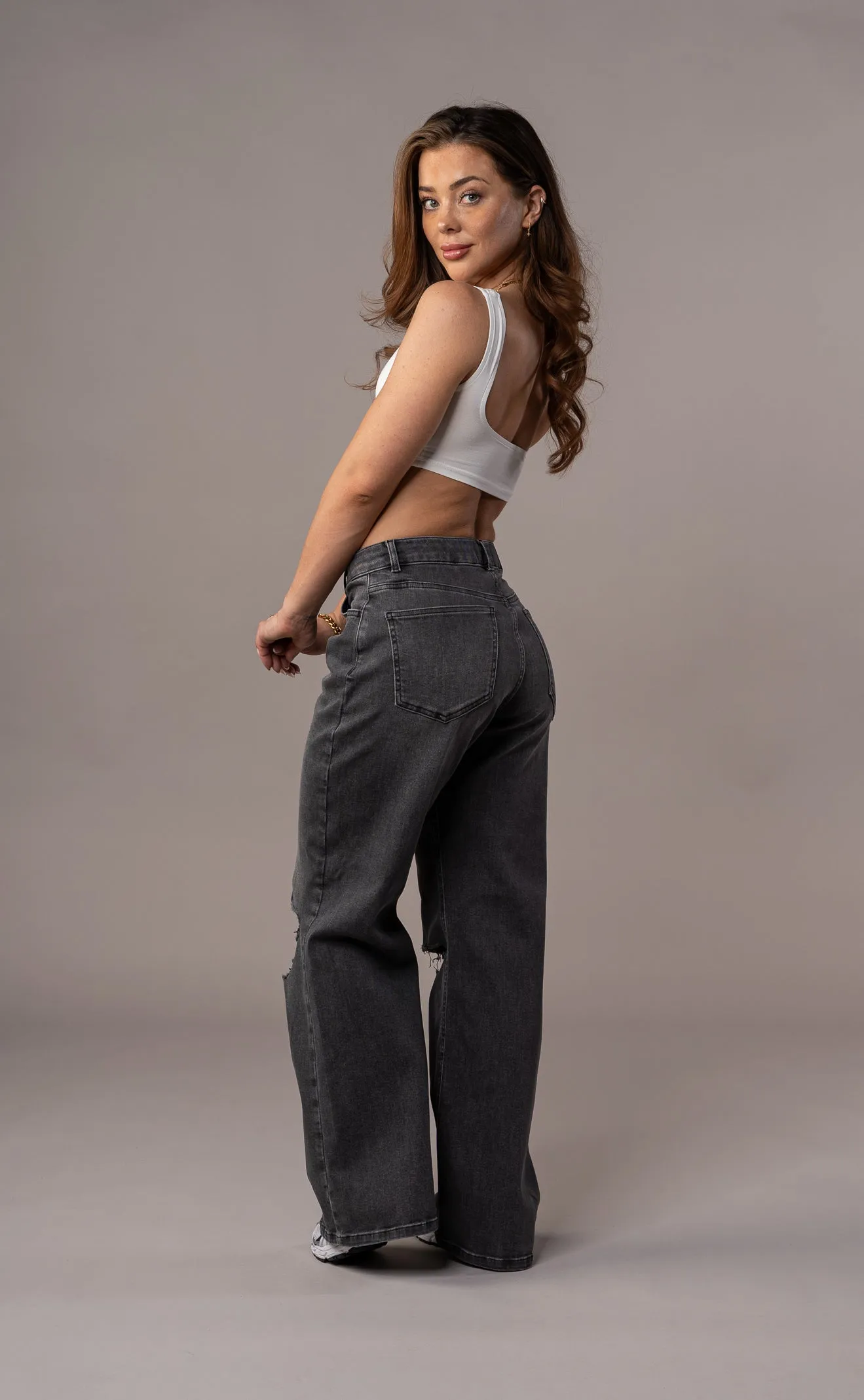 Womens Baggy Ripped Fitjeans - Grey sold by Fit Jeans product image thumbnail 2