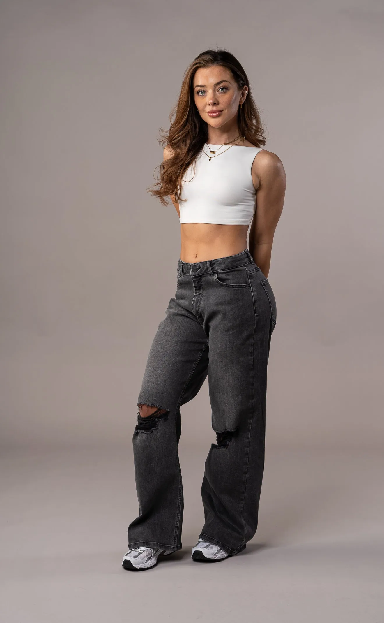 Womens Baggy Ripped Fitjeans - Grey sold by Fit Jeans