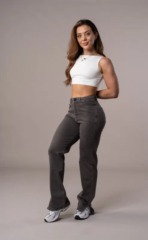 Womens Pastel Straight Leg Fitjeans - Charcoal sold by Fit Jeans