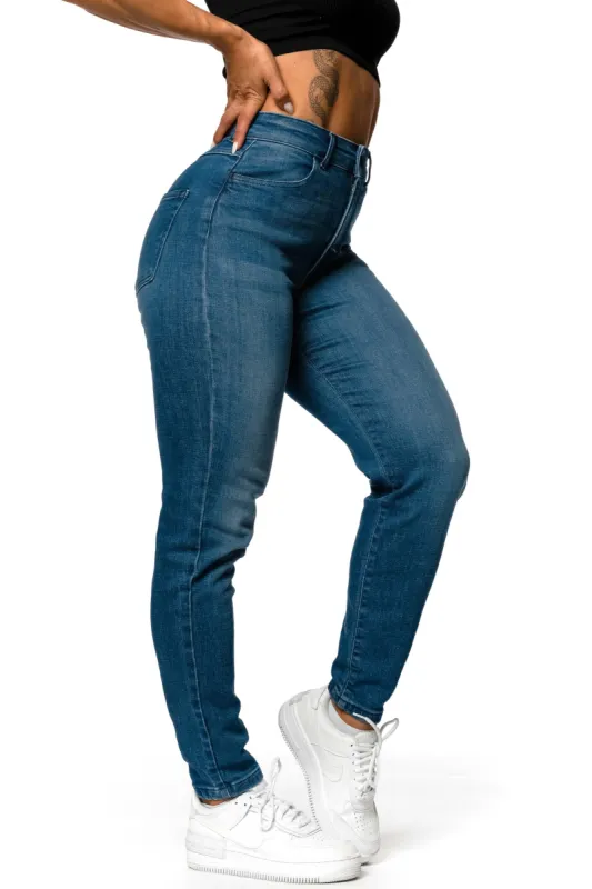 Womens Traditional V2 Mom High Waisted Fitjeans - Azure Blue sold by Fit Jeans