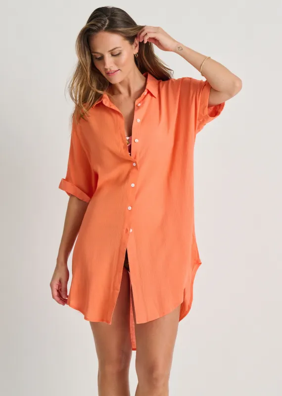 Crinkle Challis Cover Up Shirt with Cutout sold by Everyday Sunday