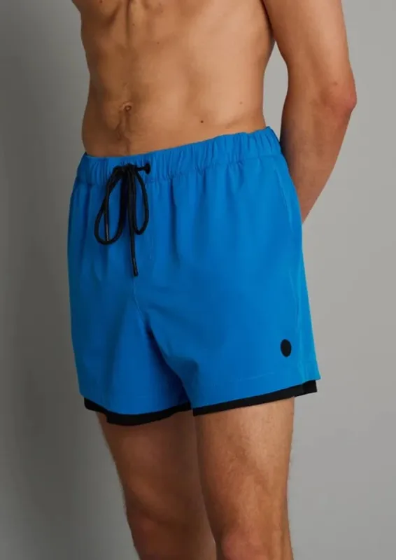 Blue Double Layer Swim Short made by Everyday Sunday