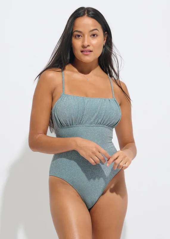 Stormy Extra Shiny Shirred One-Piece - FINAL SALE sold by Everyday Sunday