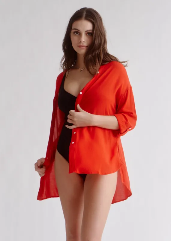 Crinkle Challis Cover-Up Tunic sold by Everyday Sunday