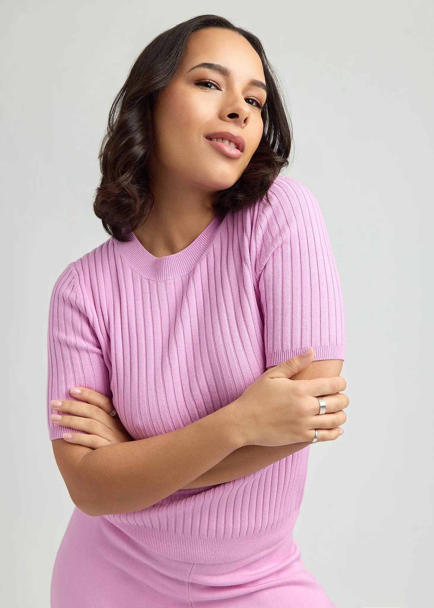 Pastel Lavender Knitted Day T-Shirt sold by Everyday Sunday product image thumbnail 3