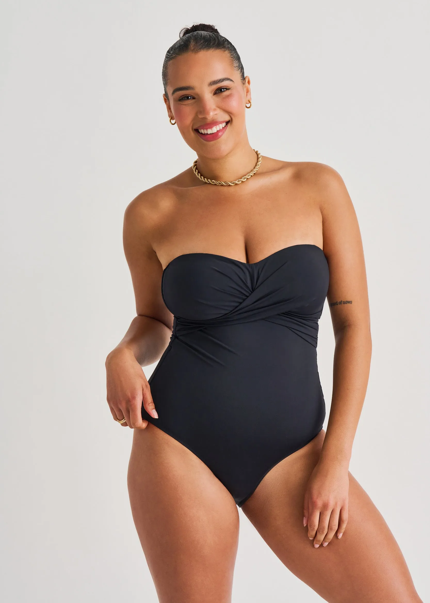 Front Twist Bandeau One-Piece sold by Everyday Sunday