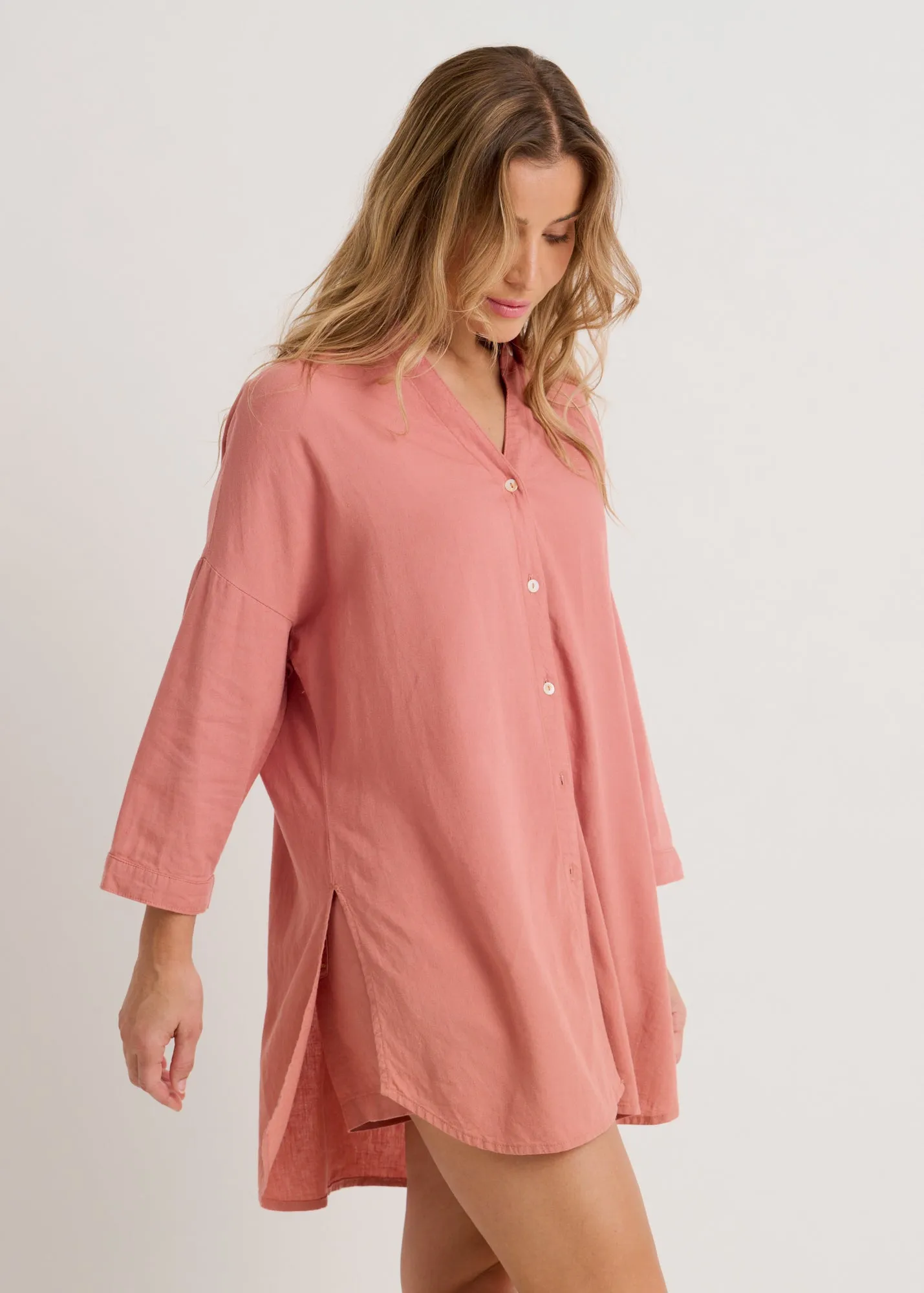 Linen Blend Cover-Up Tunic Shirt sold by Everyday Sunday product image thumbnail 4