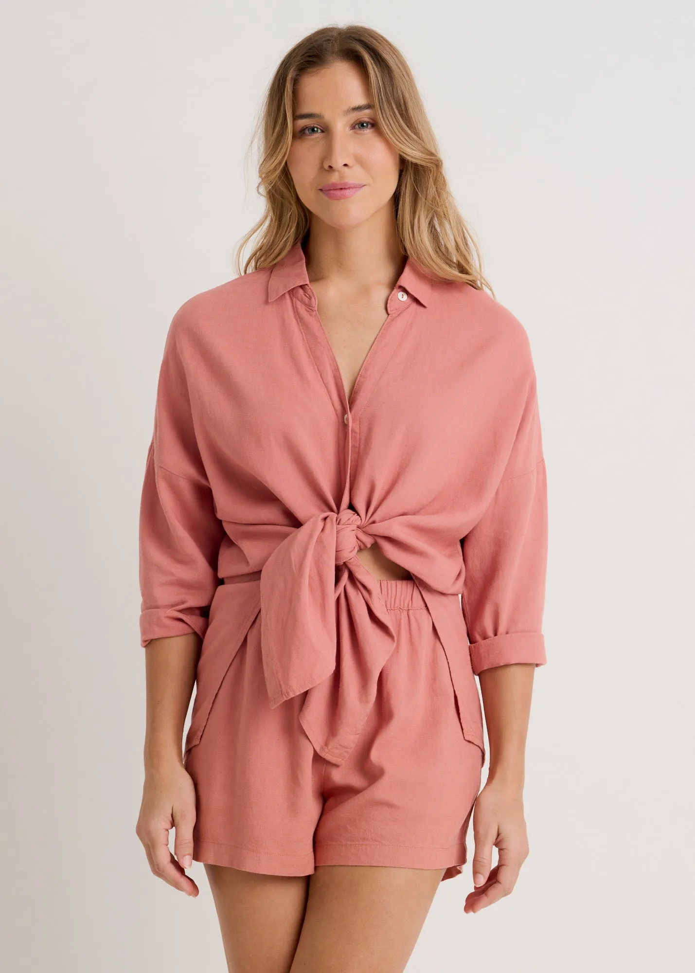 Linen Blend Cover-Up Tunic Shirt sold by Everyday Sunday product image thumbnail 5