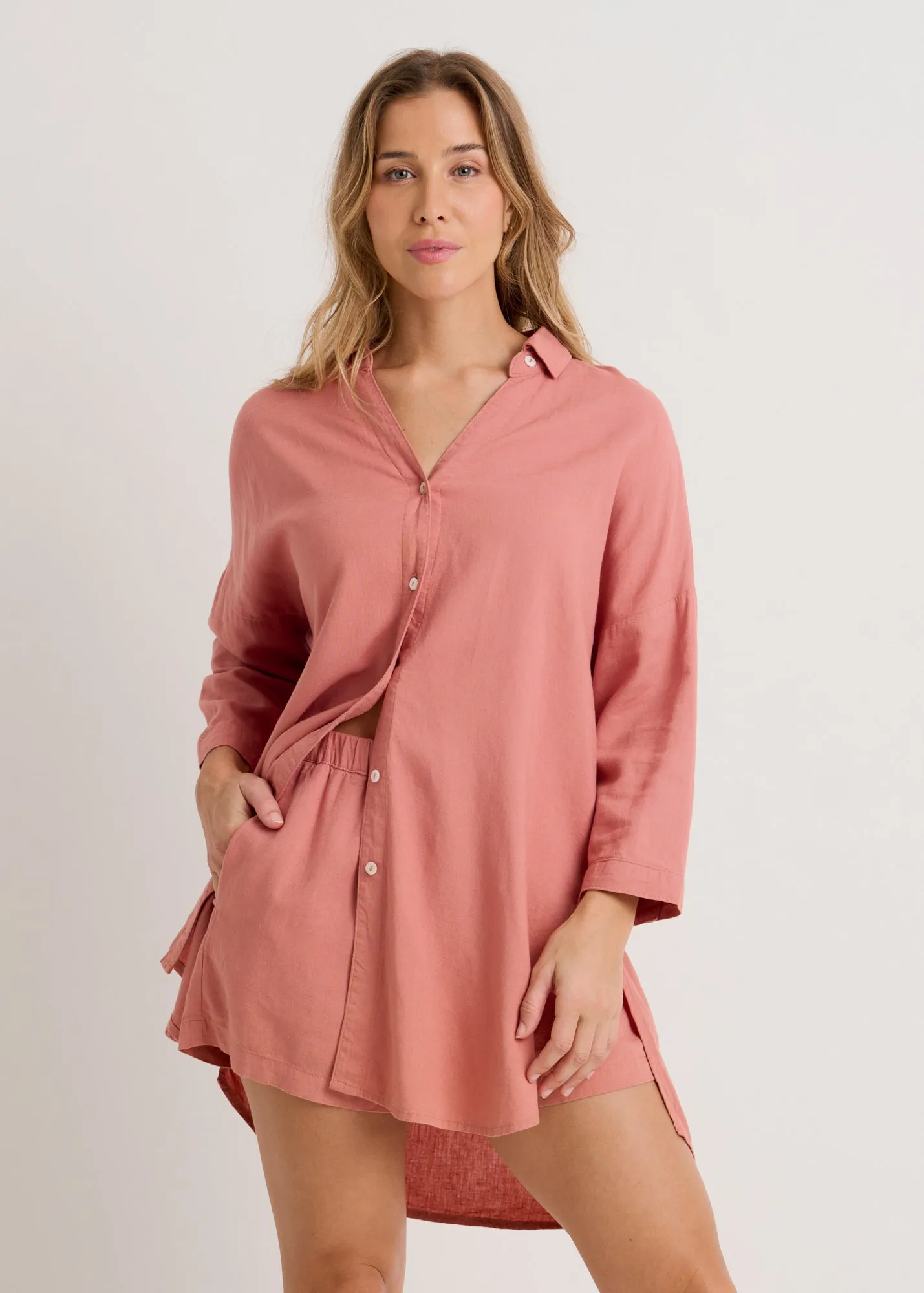 Linen Blend Cover-Up Tunic Shirt sold by Everyday Sunday product image thumbnail 2