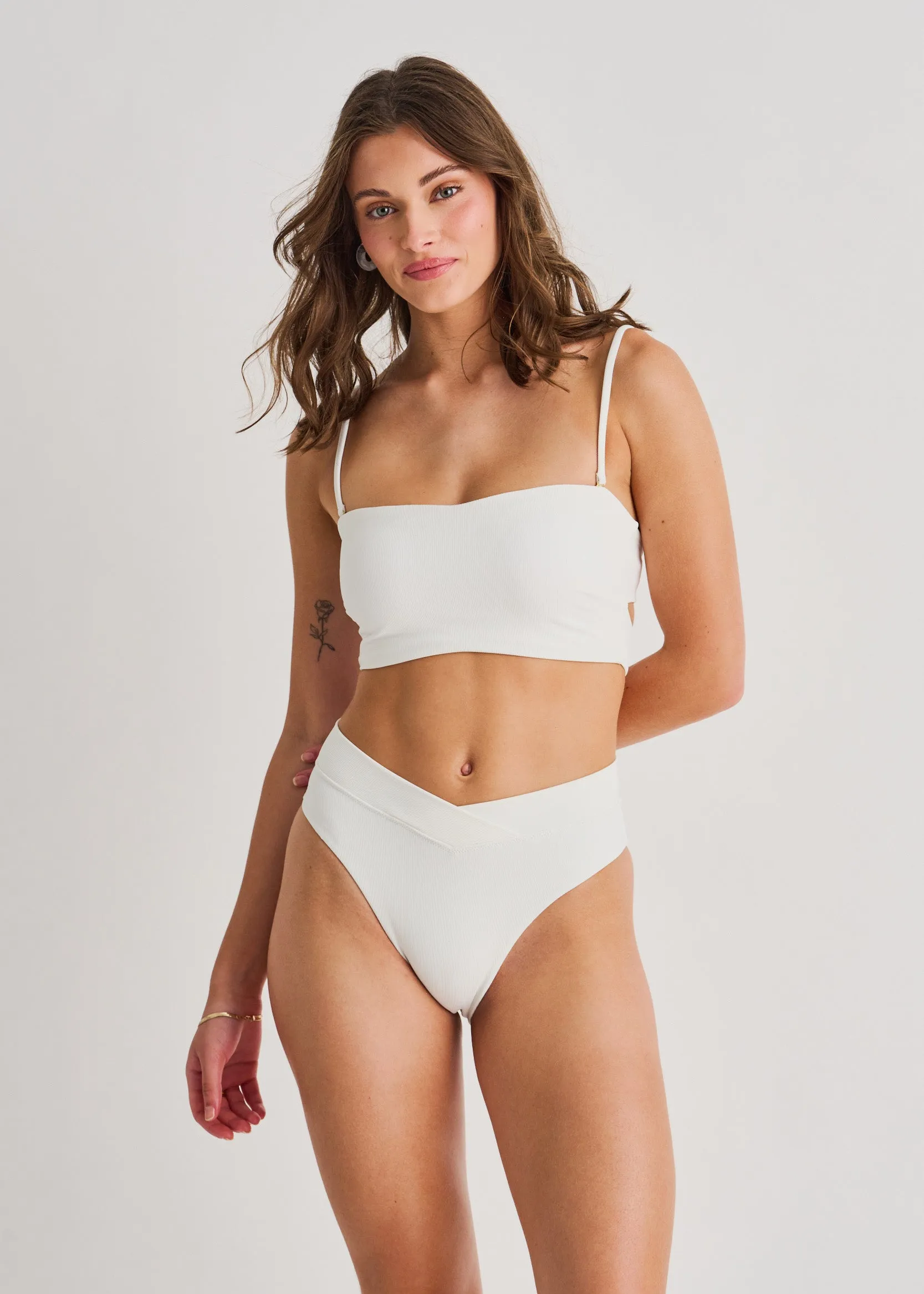 Rib Bandeau Bikini Top with Cutout sold by Everyday Sunday