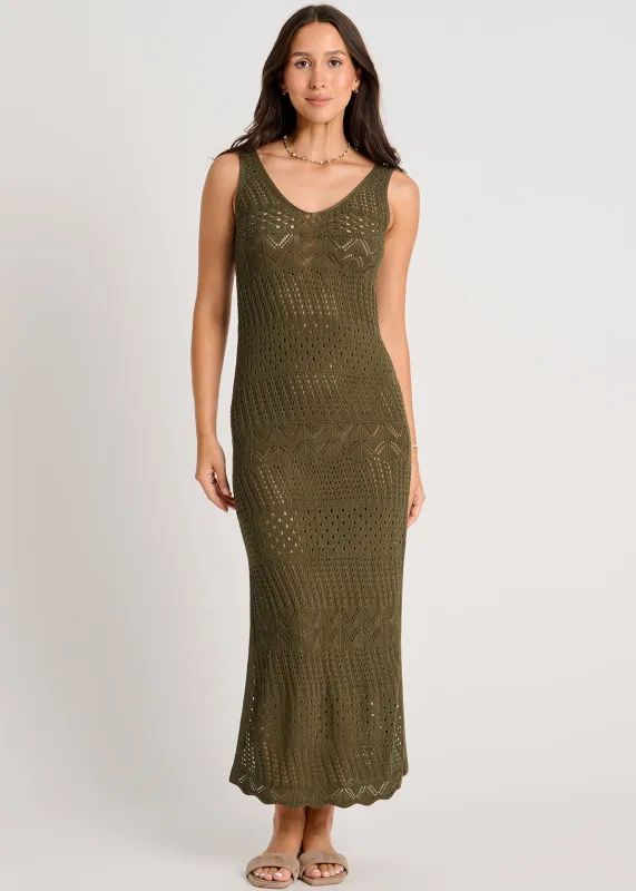 Open Work Crochet Cover-Up Maxi Dress sold by Everyday Sunday