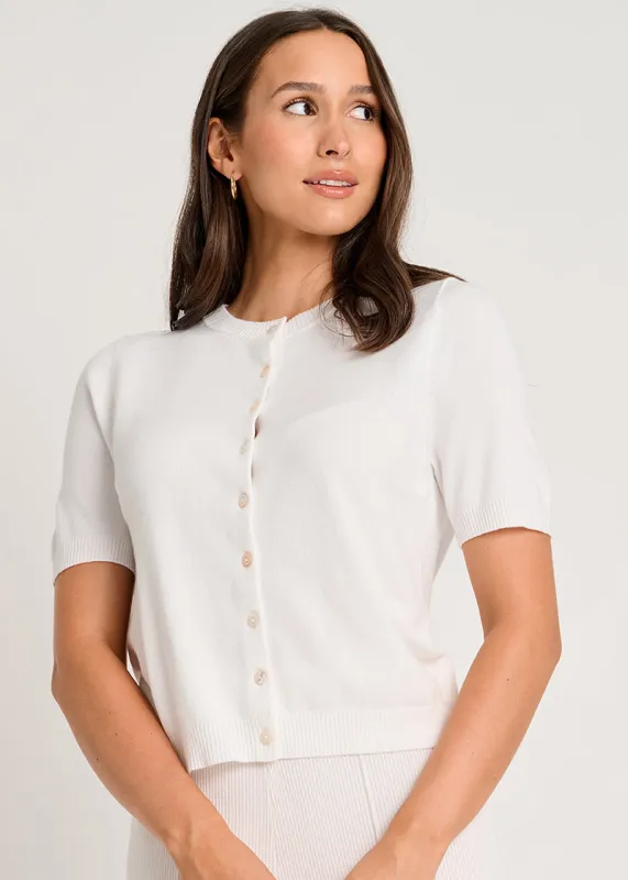 The Everyday Short Sleeve Ribbed Sweater Cardigan made by Everyday Sunday