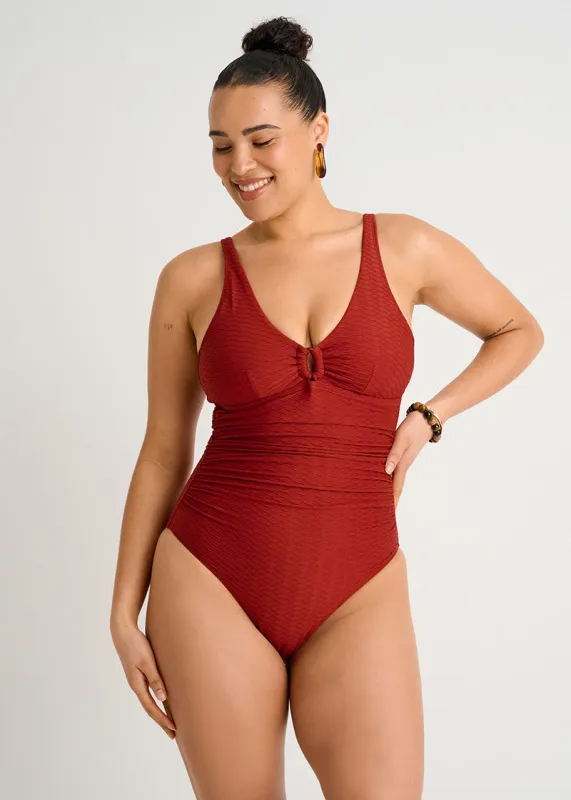 Textured Full Cup One-Piece with Ring made by Everyday Sunday