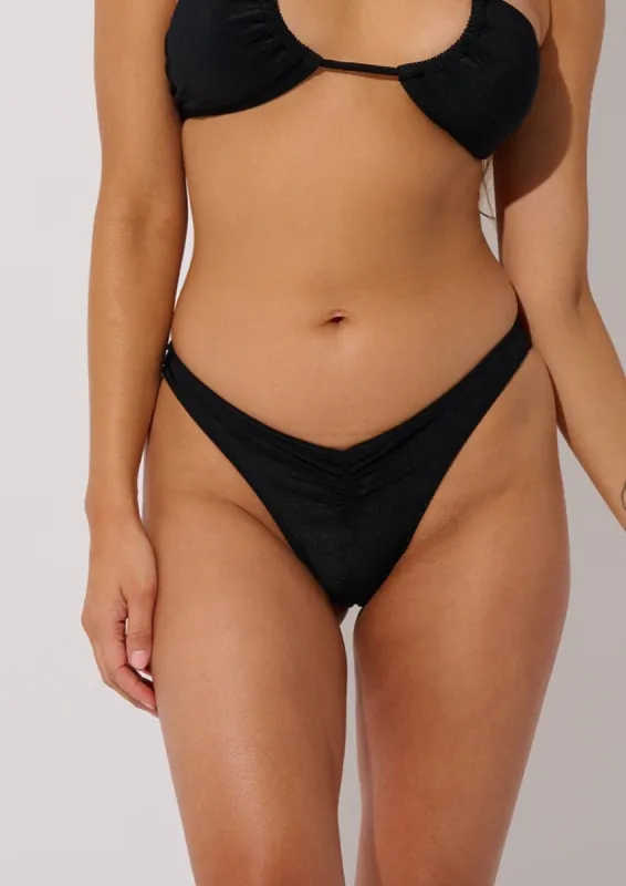 Black Recycled High Leg Bikini Bottom sold by Everyday Sunday