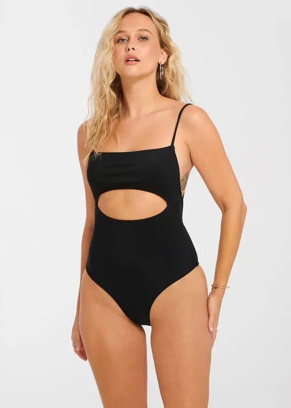 Black Cut-Out Recycled One-Piece Swimsuit sold by Everyday Sunday