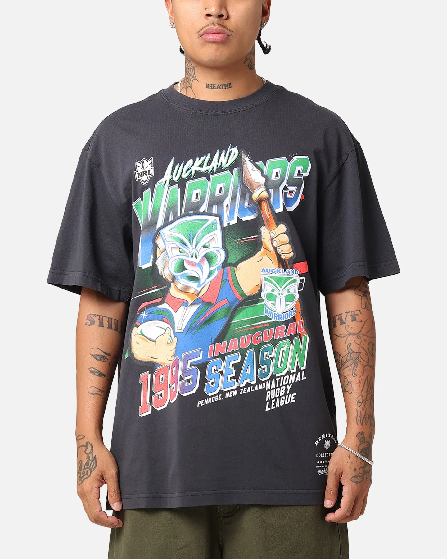 Mitchell & Ness Auckland Warriors 1995 Season T-Shirt Faded Black sold by Culture Kings