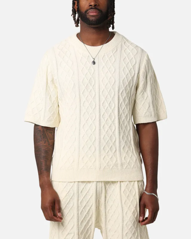 XXIII Lucas Cable Knit T-Shirt Cream sold by Culture Kings