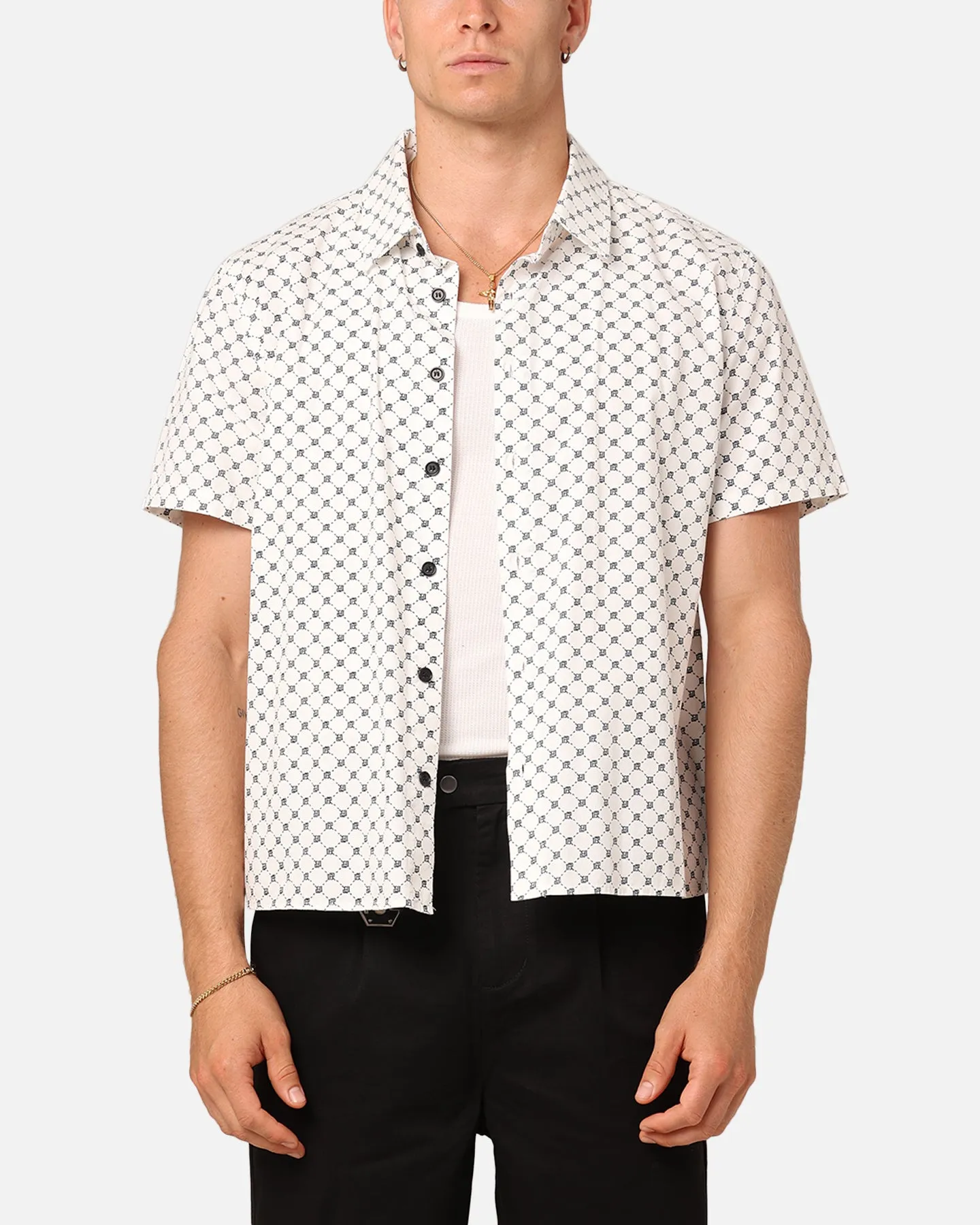 XXIII Daniel Cotton Button Up Shirt White/Navy sold by Culture Kings