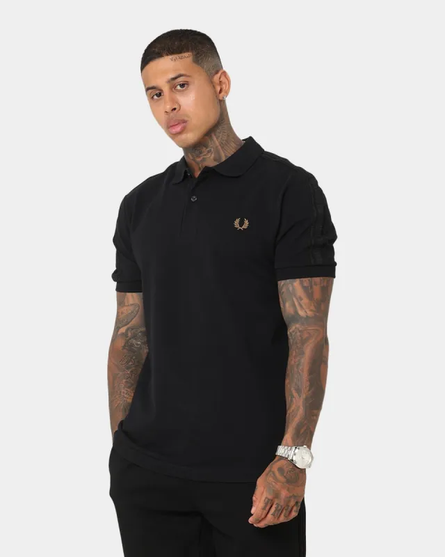 Fred Perry Knitted Tape Polo T-Shirt Black sold by Culture Kings