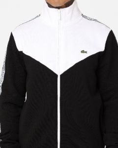Lacoste Logo Tape Fleece Track Jacket Black/White sold by Culture Kings