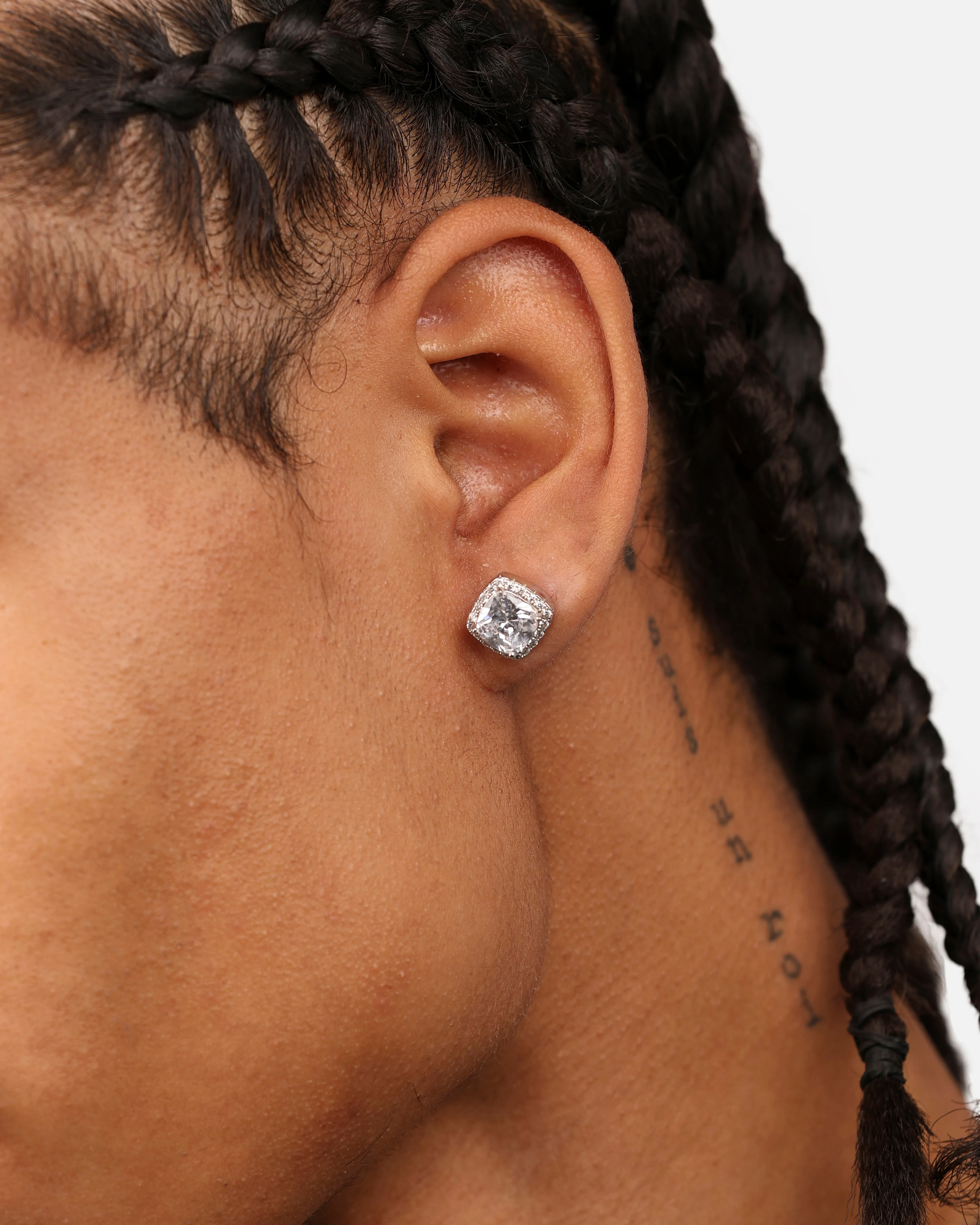 Saint Morta Cushion Cut Halo Earrings Iced White Gold sold by Culture Kings product image thumbnail 2