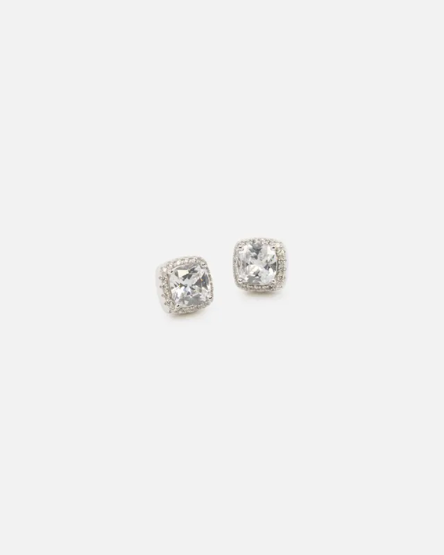Saint Morta Cushion Cut Halo Earrings Iced White Gold sold by Culture Kings