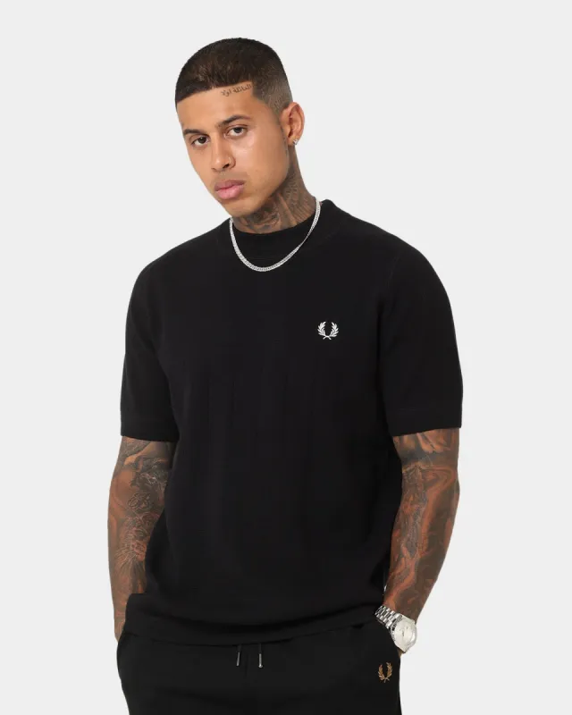Fred Perry Chest Striped Knitted T-Shirt Black sold by Culture Kings