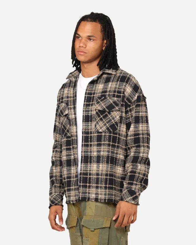 XXIII Distressed Flannel Jacket Navy/Cream sold by Culture Kings